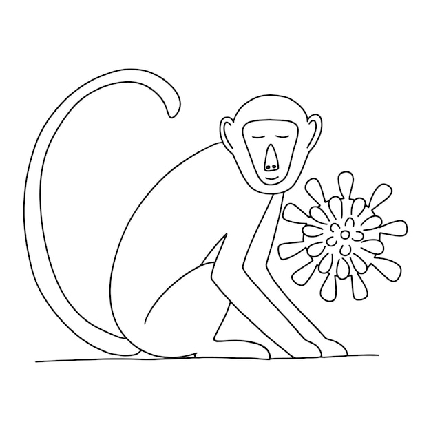 Monkey pox vector coloring page hand drawn minkey virus doodle illustration