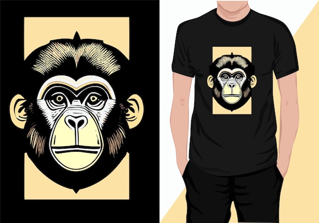 Vettore stampa di scimmia per la maglietta arte vettoriale testa di scimmifero per il poster