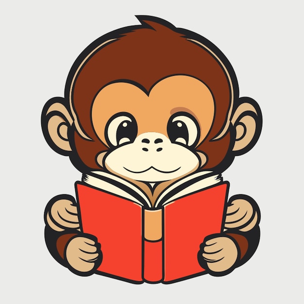 обезьяна читает книгу векторная иллюстрация