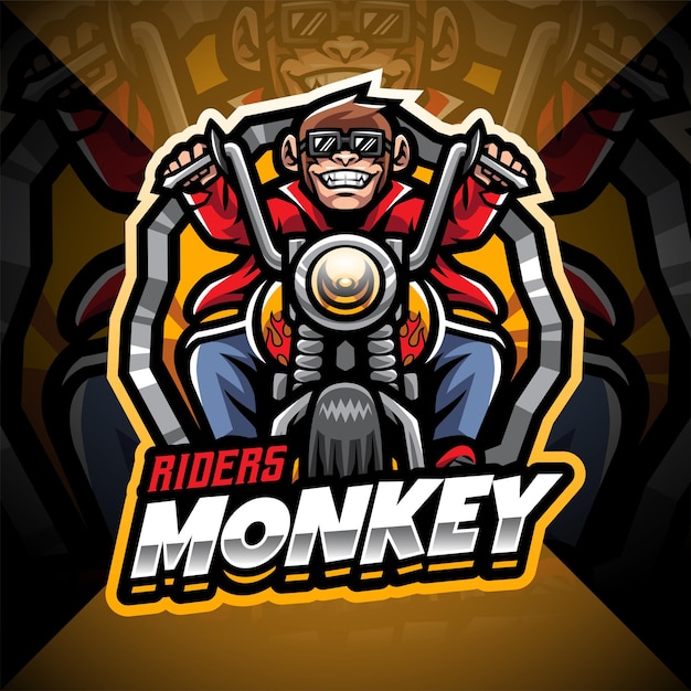 Monkey Riders esport mascotte logo ontwerp