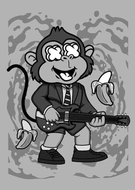 Vector monkey rock cartoon character