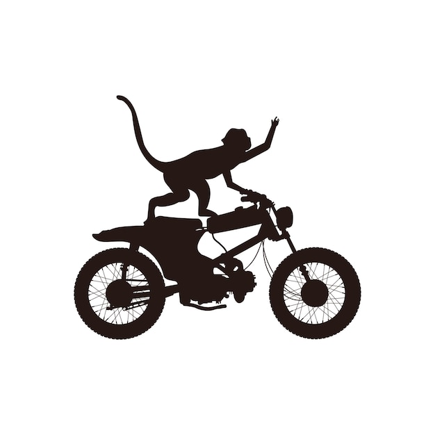 Monkey silhouet rijden op een klassieke motorfiets.