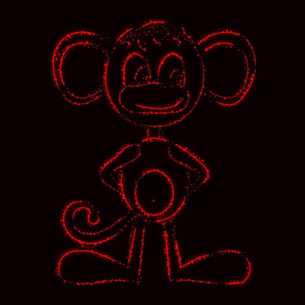 Vector monkey silhouette of lights