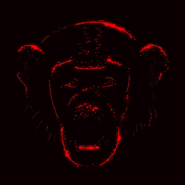 Monkey silhouette of red lights