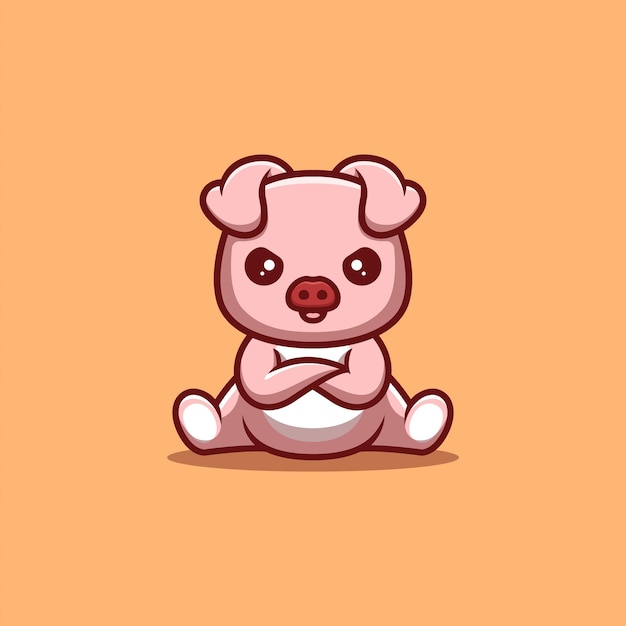 Monkey Sitting Angry Cute Creative Kawaii Cartoon Mascot Logo