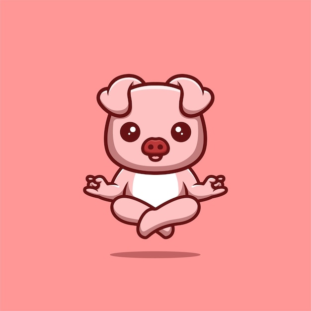 Monkey Sitting Meditation Cute Creative Kawaii Cartoon Mascot Logo