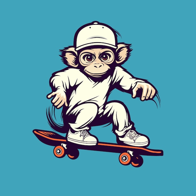 Monkey skateboarder on a skateboard Vector illustration