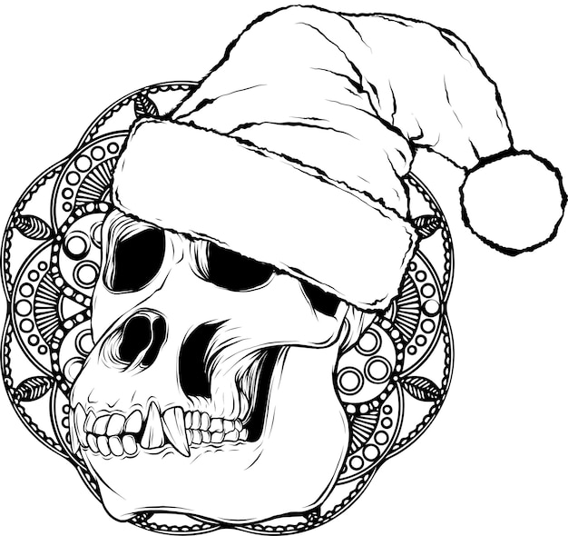 monkey skull in black and white outline