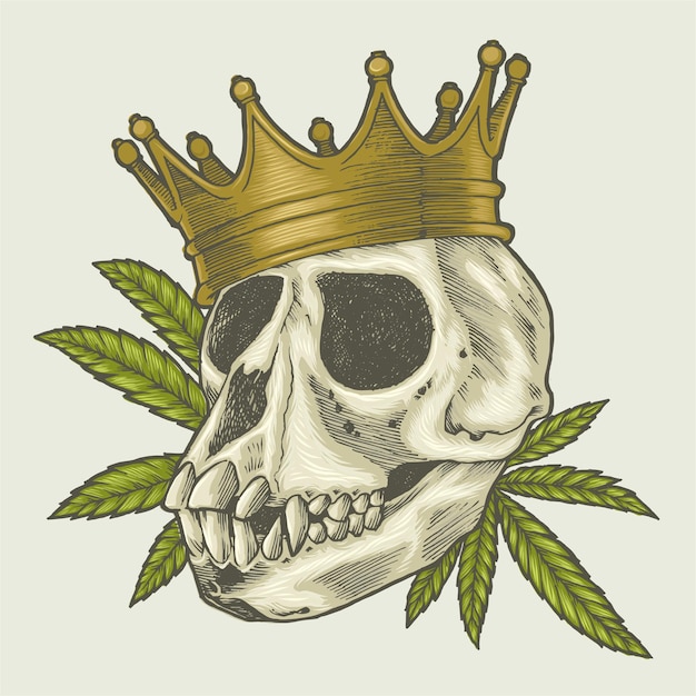 Monkey skull wearing crown illustration