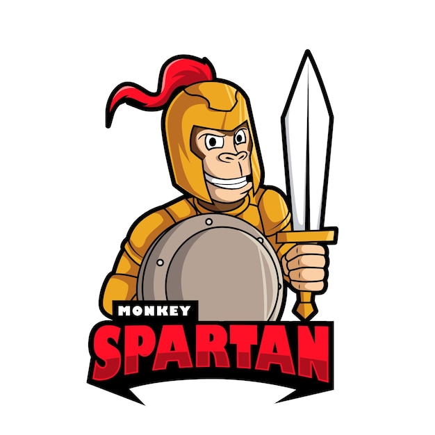 Illustrazione del logo della mascotte della scimmia sparta