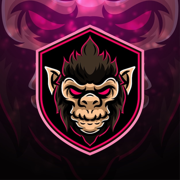 Вектор Дизайн логотипа талисмана обезьяны