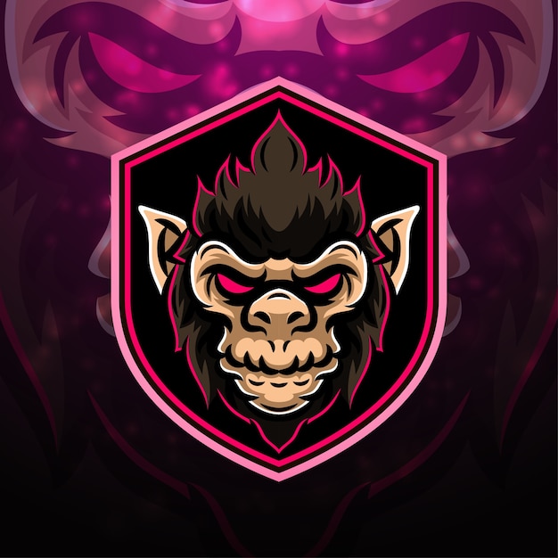 Vector monkey sport mascotte logo ontwerp