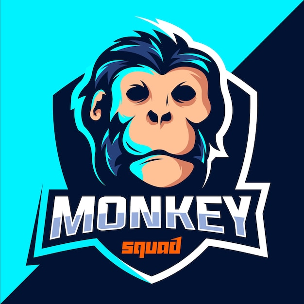 Vector monkey squad esport logo design