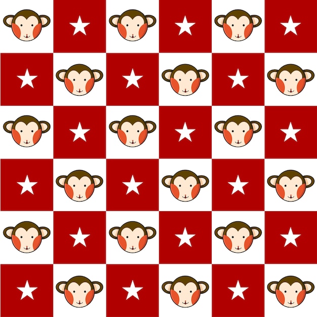 Fondo bianco rosso della scacchiera della stella della scimmia