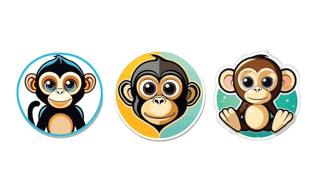 Monkey sticker 2d Round Sticker amp Tshirt Design