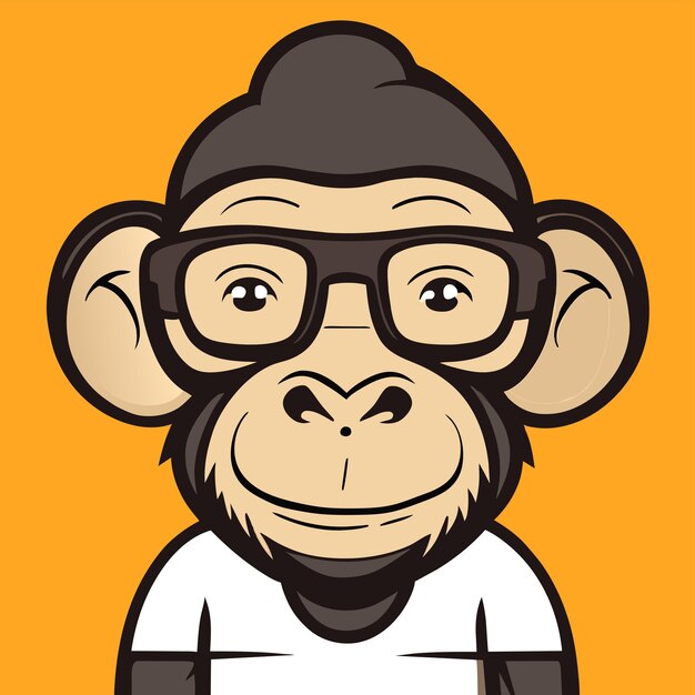 Monkey in suit hand drawn flat stylish cartoon sticker icon concept isolated illustration