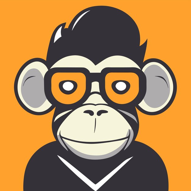 Monkey in suit hand drawn flat stylish cartoon sticker icon concept isolated illustration