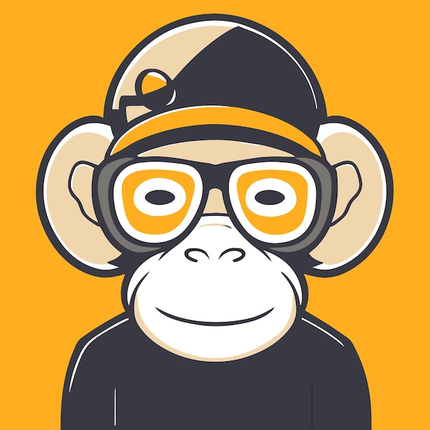 Monkey in suit hand drawn flat stylish cartoon sticker icon concept isolated illustration