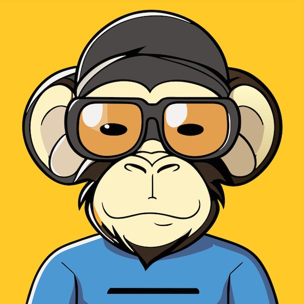 Monkey in suit hand drawn flat stylish cartoon sticker icon concept isolated illustration