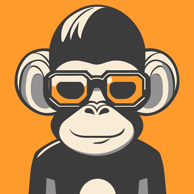 Vector monkey in suit hand drawn flat stylish cartoon sticker icon concept isolated illustration