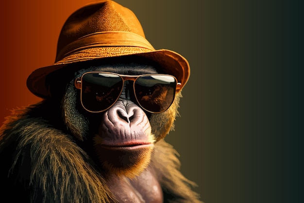 Monkey in sunglasses and a hat Vector illustration design