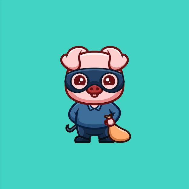 Monkey thief cute creative kawaii cartoon mascot logo