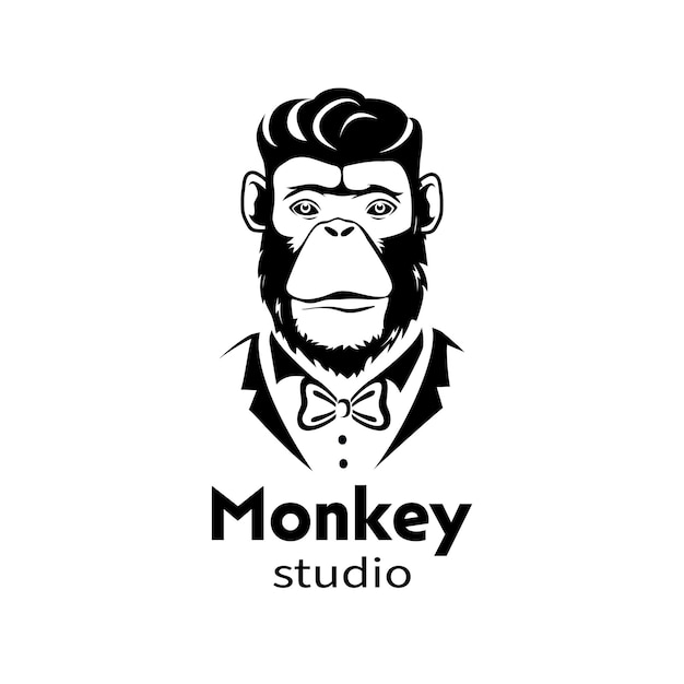 タキシードのロゴデザインの猿