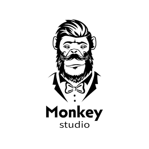 monkey in tuxedo logo design