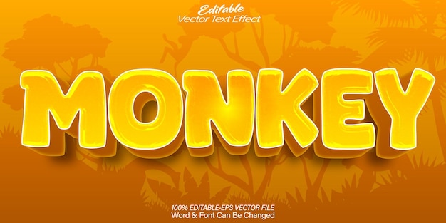 Monkey Vector Text Effect Editable Alphabet Animal Zoo Wildlife Jungle Safari