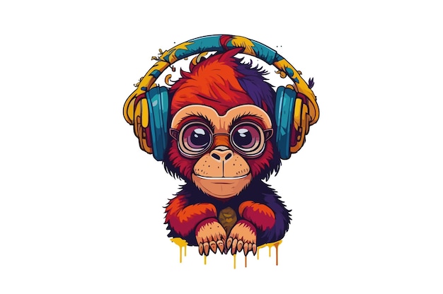 Monkey wearing headset mascot vector