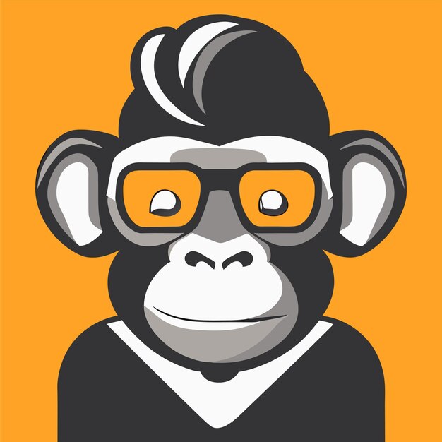 Monkey wearing mafia sunglasses esports mascot logo hand drawn flat stylish cartoon sticker