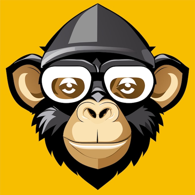 Monkey wearing mafia sunglasses esports mascot logo hand drawn flat stylish cartoon sticker