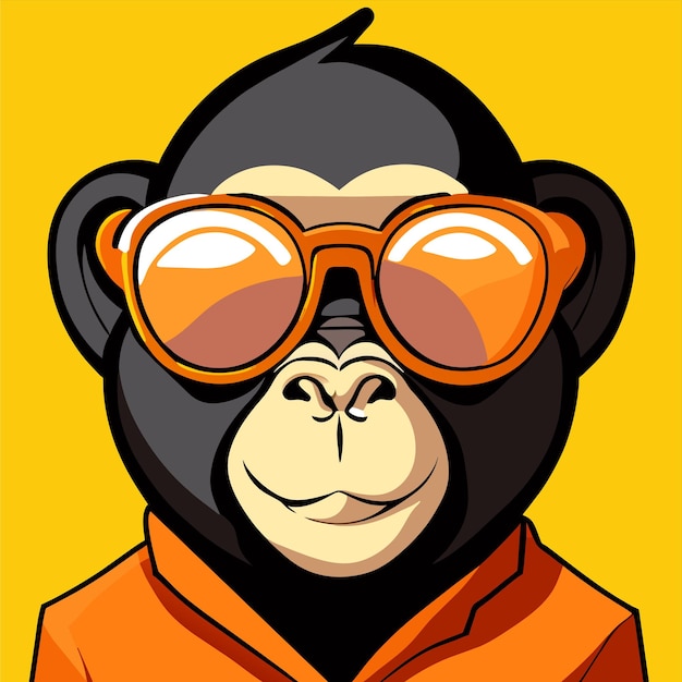 Vettore scimmia che indossa occhiali da sole della mafia esports logo mascotte disegnato a mano adesivo di cartone animato piatto elegante
