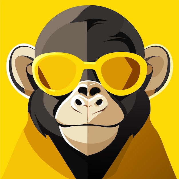 Monkey wearing mafia sunglasses esports mascot logo hand drawn flat stylish cartoon sticker