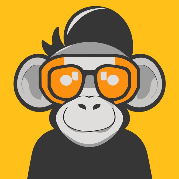 Monkey wearing mafia sunglasses esports mascot logo hand drawn flat stylish cartoon sticker