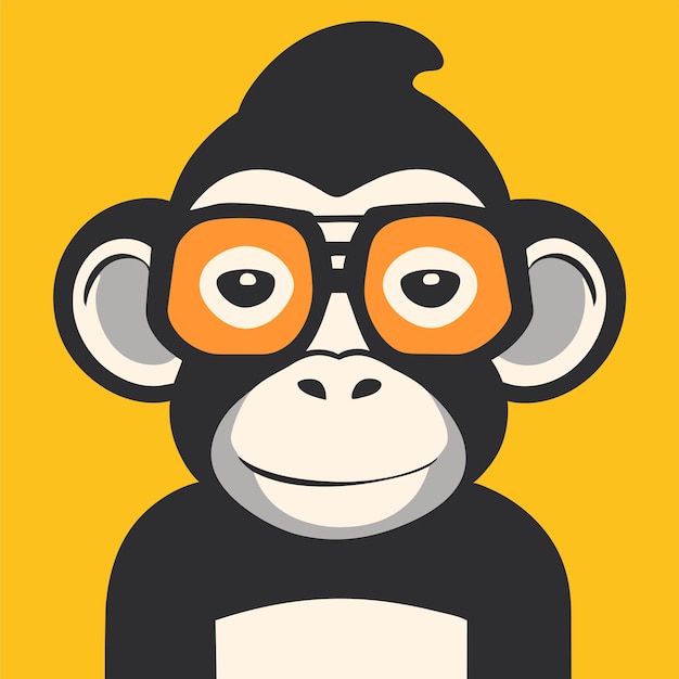 Monkey wearing mafia sunglasses esports mascot logo hand drawn flat stylish cartoon sticker