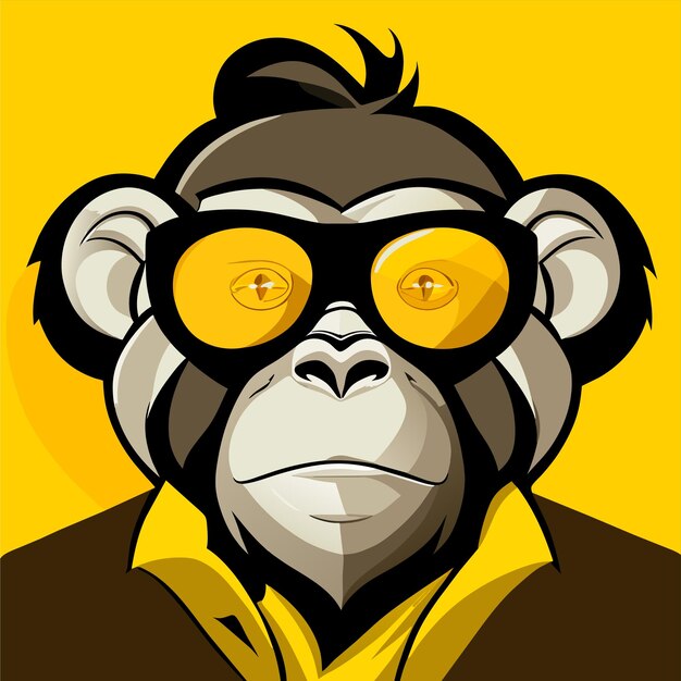 Monkey wearing mafia sunglasses esports mascot logo hand drawn flat stylish cartoon sticker