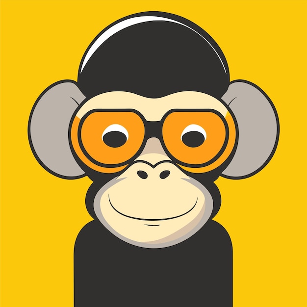 Monkey wearing mafia sunglasses esports mascot logo hand drawn flat stylish cartoon sticker