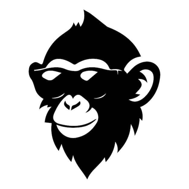 monkey wearing sunglasses iconic logo vector illustration