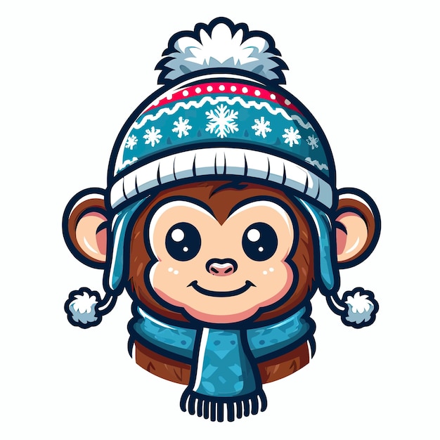 冬の帽子をかぶった猿