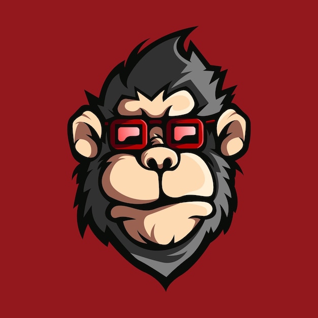 Monkey with glasses design logo