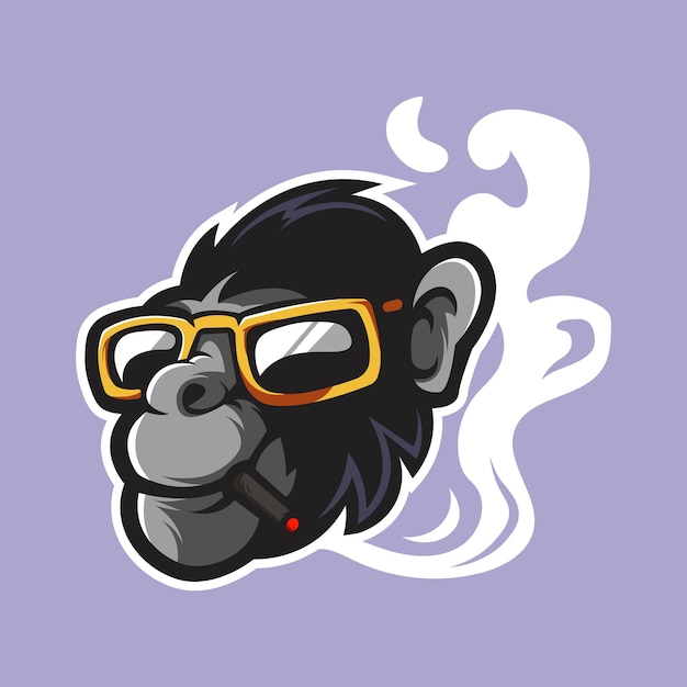 Monkey with glasses mascot logo