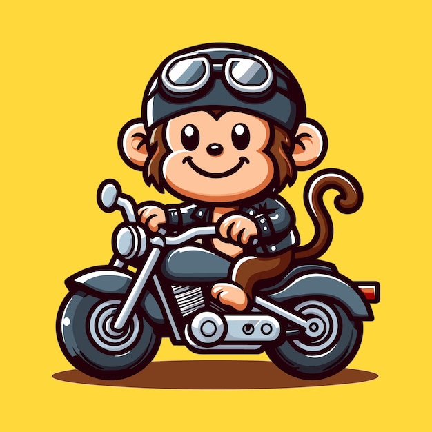 a monkey with a helmet on and a helmet on i monkey riding motorcycle cartoon mascot character
