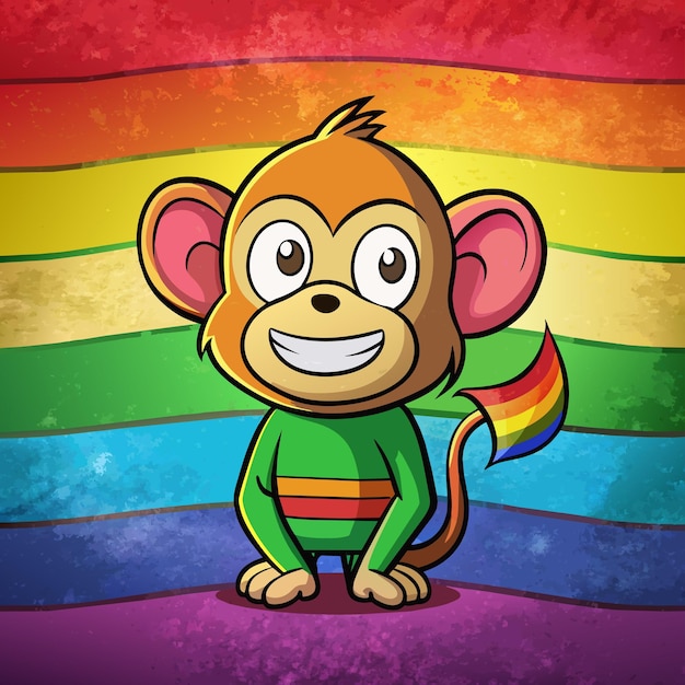 Vector a monkey with a rainbow on his back