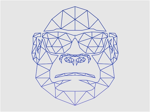 monkey with suglasses style line polygonal