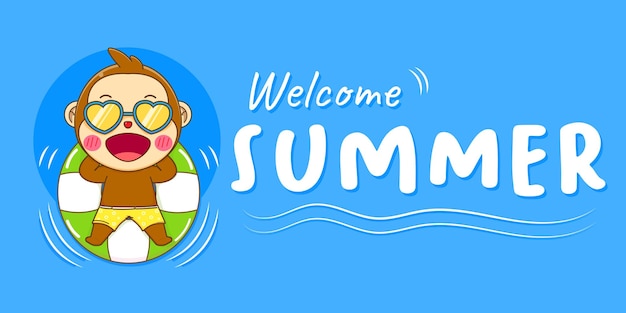 monkey with Summer greeting banner