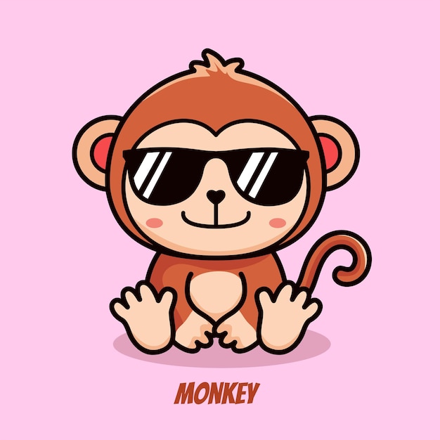 Monkey With Sunglasses Cute Vector