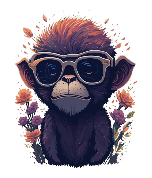 A monkey with sunglasses on his head