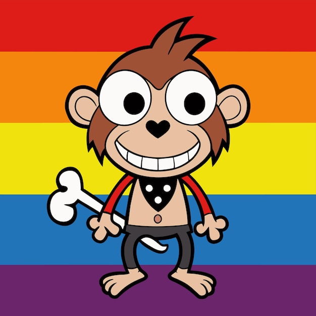 Vector a monkey with a toothbrush on his chest