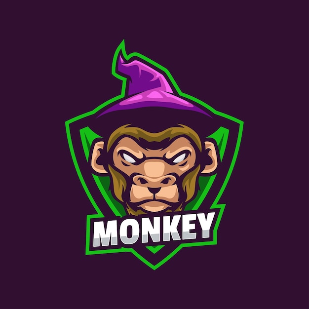 Vector monkey wizard mascot logo